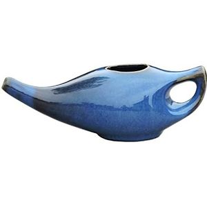 Ancient Impex porseleinen keramische neti-pot met 5 zakjes neti-zout | natuurlijke sinus- en allergie-verlichting | Ayurvedische neusreinigingspot voor dagelijkse neusspoeling - elegant blauw