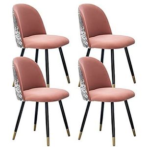 GEIRONV Eetkamer Set van 4, for Woonkamer Slaapkamer Keukenstoel Modern Design Zacht fluweel met rugleuning make-up stoel Eetstoelen (Color : Pink)