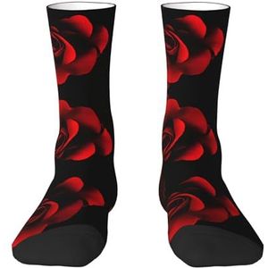 Rode roos volwassen grappige 3d sokken crew sokken nieuwigheid sokken gag geschenken, zachte gezellige sokken., Wit, Eén Maat