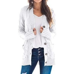 Sawmew Wintervest voor dames - casual vest voor dames, groot formaat, losse knoopjas voor dames, vest voor dames zomer (Color : White, Size : M)