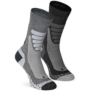 XTREME SOCKSWEAR Wandelsokken voor heren en dames (2-6 paar), geschikt voor outdoor en trekking, met Coolmax®, 2 paar (multi-grijs), 39-42 EU