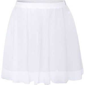 UBOHUZ Balletrokken voor meisjes, dansrok, chiffon, dames, elastische taille, kort, voor oefendansen, voor vrouwen, Wit, L Height 160-170cm