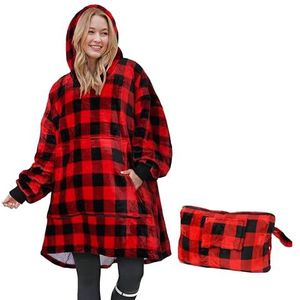 Catalonia Classy Oversized sherpa hoodie-deken, groot sweatshirt met capuchon, wollig, warme dekentrui, oversized knuffeldeken, draagbare deken met voorzak, wintercadeau voor volwassenen, dames en