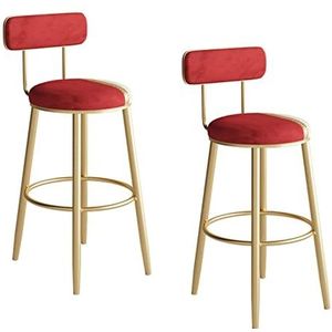 Barkruk barkruk moderne fluwelen barkrukken gestoffeerde barkrukken met rugleuning en voetsteun, comfortabele eetkamerstoelen set van 2 voor keukeneiland, bar, pub oranje - #6