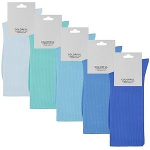 ZSUN Uniseks sokken heren en dames meerkleurig sokken van gekamd katoen maat 38-42 code 15558, meerkleurig blauw, 38-42