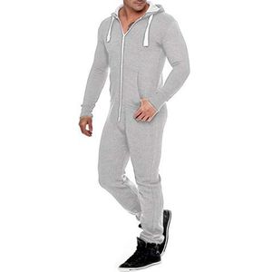 WowFab Heren Nieuwe Jumpsuit Fleece Pyjama Trainingspak Onesie Mooie Elegante Playsuit Mannen Onesie Overalls Hoodies Nachtkleding Pak, Grijs, L
