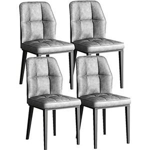 GEIRONV Moderne eetkamerstoelen set van 4, koolstofstalen poten keukenstoelen zacht PU-leer kussenzitting woonkamer zijstoel Eetstoelen (Color : Dark gray, Size : 42x49x88cm)
