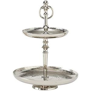 Zilverkleurige etagère 2 plateaus metaal