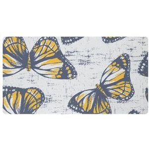 VAPOKF Gele lijn vlinder op houten textuur keuken mat, antislip wasbaar vloertapijt, absorberende keuken matten loper tapijten voor keuken, hal, wasruimte