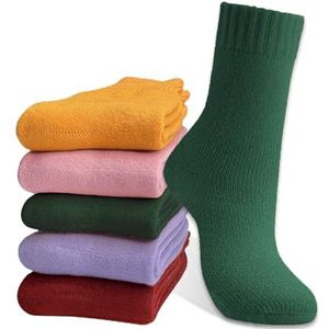 Hocerlu 5 paar thermische sokken voor dames en heren, maat 35-42, dikke en warme wintersokken voor koud weer, Oranje/Roze/Paars/Rood/Groen, 35-42 EU