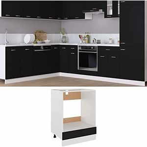 Rantry Keukenkast, ingerichte keukenkast, keukeneenheden, moderne keukengerei, basis zwart, 60 x 46 x 81,5 cm, in l