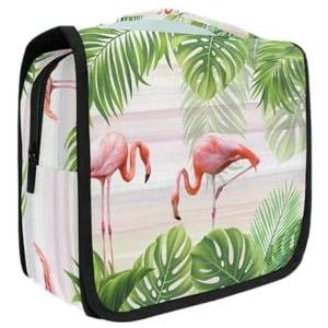 Roze flamingo's bomen opknoping opvouwbare toilettas make-up reisorganisator tassen tas voor vrouwen meisjes badkamer