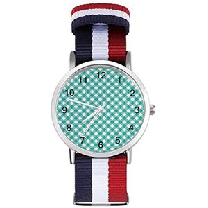 Groen Wit Plaid Kerst Automatisch Horloge Voor Mannen Vrouwen Mode Quartz Horloge Armband Polshorloge voor Thuiskantoor