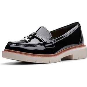 Clarks Westlynn Bella Loafer voor dames, Zwart patent synthetisch, 42 EU