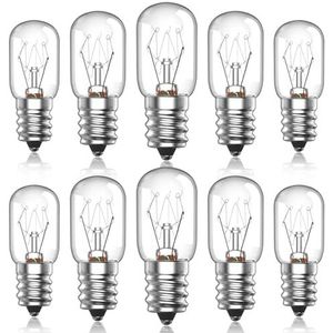 Lustaled E14 Zoutlamp Peertjes 10-pack 300° Hoge Temperatuur Ovenlampen Dimbaar SES Koelkastlamp Warmwitte E14 Edison Schroefpeertjes voor Zoutlampen/Magnetron/Oven/Koelkast