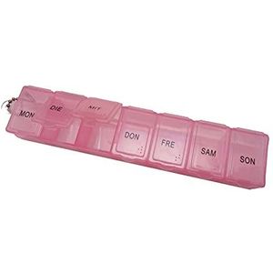 Tablettenbox pillendoos 7 dagen 7 vakken met sleutelhanger (roze, 1 doos)