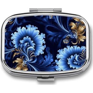 Pillendoos Klassiek Blauw Rond Pillendoosje voor Portemonnee & Pocket 2 Compartiment Geneeskunde Pil Organizer Draagbare Reizen Pillendoos Geneeskunde Vitamine Kabeljauw Leverolie Opbergdoos