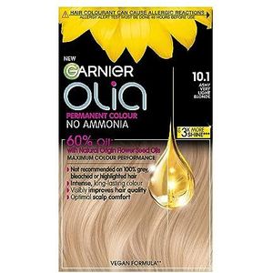 Garnier Olia Permanente haarverf, tot 100% grijshaardekking, zonder ammoniak, 60% oliën, 10,1 zeer licht asblond