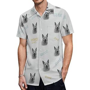 Duitse herder witte heren Hawaiiaanse shirts korte mouw casual shirt button down vakantie strand shirts XS