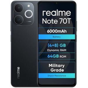 realme Note 70T - Smartphone - Zwart - 4 + 64 GB - 6,75 inch Display - 6000 mAh Batterij