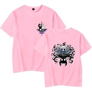 Hollow Knight Tee Jongens Meisjes Mode Gaming T-shirts Unisex Mannen Vrouwen Cool Korte Mouw Shirts Casual Streetwear, roze, L