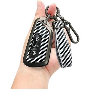 Autosleutel beschermhoes Metalen Carbon Autosleutel Case Cover Shell Fob Voor Golf 8 MK8 ID-4 ID-6 Voor Octavia A8 Voor Leon FR MK4 Voor Sleutel Shell(Carbon white Set 2)
