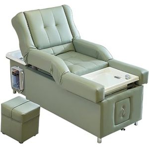MegLob Hoofdspa-Bed, Japanse Shampoo Bed & Elektrische Lift Massagetafel-In-1, Professionele Schoonheidssalon Shampoo Spa-Bed, Met Voetbad Fumigator/Spa-Bekken/Watercyclus, Hoofd Spa-Apparatuur,Groen