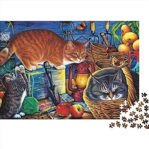 Schattige dierenspeelpuzzels voor volwassenen en jongeren, houten puzzel, katten-puzzelspel, gamercadeau, brain challenge spelen, 1000 stuks (75 x 50 cm)