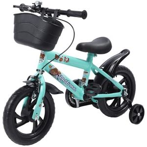 Kinderfiets met Zijwieltjes en Mand, 12 Inch Kinderfiets, Verstelbare Zithoogte Peuterfiets, Frame van Koolstofstaal, voor Jongens en Meisjes van 2 Tot 6 Jaar Oud