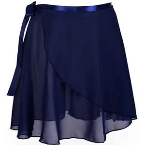Vrouwen Chiffon Ballet Wrap korte rok， Gymnastiek Wikkelrok Training Balletrokken(Dark Blue,XL(Height 160-175cm))