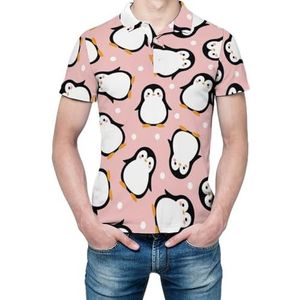 Leuke pinguïn heren shirt met korte mouwen golfshirts regular fit tennis T-shirt casual business tops