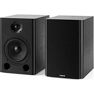 NEUMI BS5 Passieve boekenplank luidsprekers, 5 inch woofer, 1 inch tweeter, donker hout, 1 paar