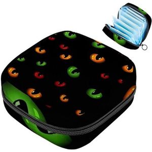 MUOOUM Enge Halloween Ogen Maandverband Opbergtas Draagbare Menstruatie Tas Voor Vrouwen Tiener Meisjes Menstruatie Cup Pouch Verpleegkussen Houder