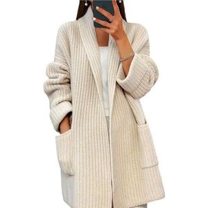 Cardigans - Apricot - Lange Cardigan - Open Voorkant - Lange Mouwen - Lichtgewicht