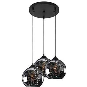 Moderne hanglamp E27 K9 kristallen hanglamp eetkamer eettafel zwarte lamp woonkamer slaapkamer nachtkastje glazen bol kristallen hanglamp indoor ijzeren hanglamp in hoogte verstelbaar 20x18cm,C