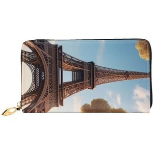 KARFPP Lotusbloem en libelle print premium rechthoekige portemonnee - luxe, modieus en functioneel - cadeau voor elke gelegenheid, Franse Parijs Tour Eiffeltoren, Eén maat