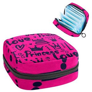Periode Pouch Draagbare Tampon Opbergtas,Tampon Houder voor Portemonnee Vrouwelijke Product Organizer,rode Love Princess, Meerkleurig, 4.7x6.6x6.6 in/12x17x17 cm