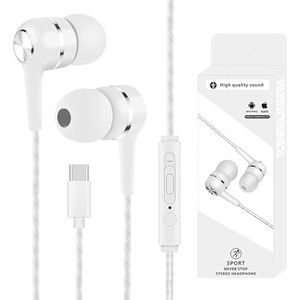 liuchanghe Oortelefoons, in-ear hoofdtelefoon bedrade oordopjes, usb c hoofdtelefoon compatibel met telefoon Android smartphones tablets laptops (wit)