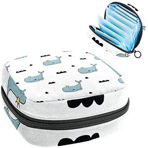 Maandverband Opbergtas,Draagbare maandverband Opbergzak,Walvis Grijs, Meerkleurig, 4.7x6.6x6.6 in/12x17x17 cm