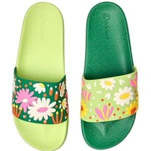 Dedoles Slides & Slippers voor Dames, Heren & Kinderen Zwembad Sandalen Grappige Boeken Koffie Feest Pizza Vos Beer Lama Wolken Schoeisel Cadeau, kleur: Groen, motief: Bloementuin, grootte: 36