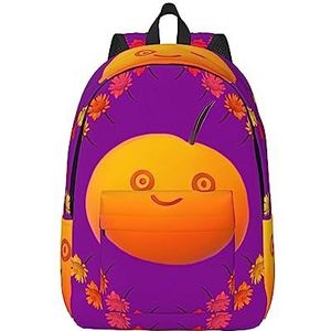 Smiley Oranje Canvas Grote Capaciteit Duffel Tas met Verstelbare Schouderriemen voor School Outdoor Sport, Zwart, S