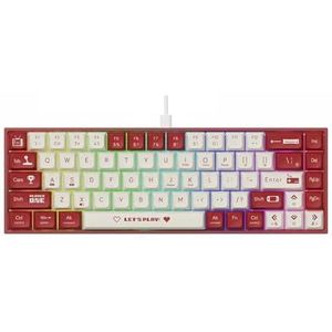 QPSJXN Compact 68 mechanisch gamingtoetsenbord met rode thee of schakelaars voor laptop (rood wit)