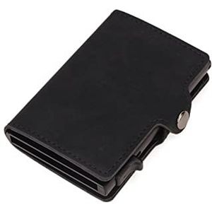DieffematicQ portemonnees voor dames Top Quality Wallet Men Money Bag Mini Purse Male Aluminium Card Small Trifold Leather Wallet Slim Thin Brown Walet carteras (Color : Schwarz)