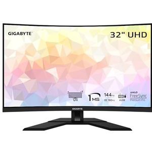 GIGABYTE M32UC 32"" 144Hz (160Hz OC) 4K UHD gebogen gamingmonitor, SS VA, 3840x2160 scherm, 1 ms responstijd (MPRT), 1x DisplayPort 1.4, 2x HDMI 2.1, 1x USB Type-C, 4x USB 3.2