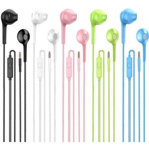 Oordopjes oortelefoons met microfoon Pack van 5, geluidsisolerende bedrade oordopjes, hoofdtelefoon met krachtige zware basstereo, compatibel met Android, iPhone, iPad, laptops, MP3 en de meeste 3,5