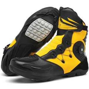 Hiuzylqx Leren motorschoenen voor heren, waterdichte straatcrosslaarzen, casual ademend, antislipzool, enkelondersteuning en schakelpad,C,37 EU