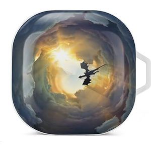 Flying Dragon in Cloudy Sky oordopjes hoesje compatibel met Samsung hard shell beschermhoes wit stijl