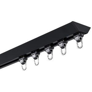 Badmat, Flexibele plafondgordijnrail Aluminium plafondrail for gordijnen, kamerverdeler, plafondgordijnrail, kamerverdeler gordijnroede, gordijnrail met dempingsrollen, zwart (Kleur: Noir, Maat: (Col