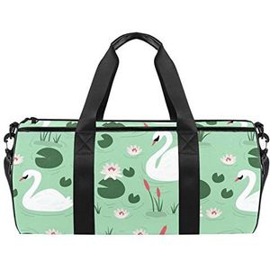 Reizen strandtassen, grote sport gym overnachting duffle elegante zwaan groene print schoudertas met droge natte zak