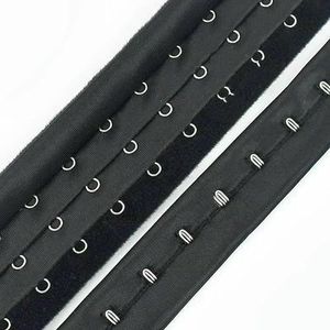 1 Yard 3 Rijen BH Verlenger Ondergoed Haak Oog Tape Rug Gesp Korset Verlengband Lintband DIY Naai Accessoires-Zwart-1 Yard